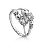Bright Crystal Double Shank Ring, Ring Size: 6 / 16.5, image 