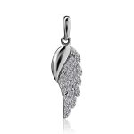 Silver Wing Shaped Pendant With Crystals, image 