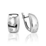 Sleek Silver Earrings With Crystals, image 