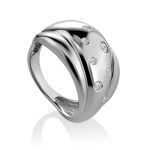 Chic Silver Band Ring With Crystals, Ring Size: 8.5 / 18.5, image 