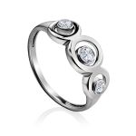 Cute Silver Ring With Crystals, Ring Size: 8 / 18, image 