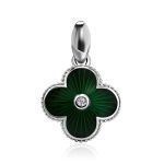 Green Enamel Floral Pendant With Diamond The Heritage, image 