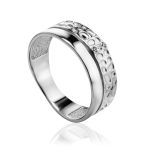 Textured Silver Ring With Crystals, Ring Size: 8 / 18, image 