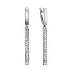 Textured Silver Dangles With White Crystals, image 