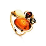 Multicolor Amber Ring In Gold-Plated Silver The Symphony, Ring Size: 13 / 22, image 