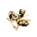 Bold Gold-Plated Ring With Green Amber The Verbena, Ring Size: 9.5 / 19.5, image 