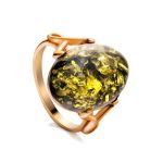 Green Amber Ring In Gold-Plated Silver The Napoli, Ring Size: 11 / 20.5, image 