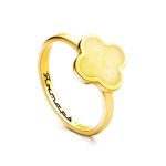 Clover Shaped Amber Ring In Gold-Plated Silver The Monaco, Ring Size: 4 / 15, image 