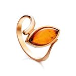 Lovely Cognac Amber Ring In Gold-Plated Silver The Adagio, Ring Size: 5.5 / 16, image 