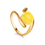 Gold-Plated Ring With Butterscotch Amber The Sphere, Ring Size: 12 / 21.5, image 