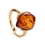 Amber Silver Ring In Gold-Plated Silver The Cat's Eye, Ring Size: 5.5 / 16, image 