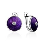 Round Silver Earrings With Enamel And Diamonds The Heritage, image 