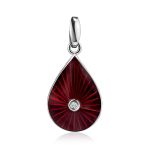 Drop Shaped Silver Enamel Pendant With Diamond Centerpiece The Heritage, image 