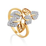 Floral Design Gold Crystal Ring, Ring Size: 12 / 21.5, image 