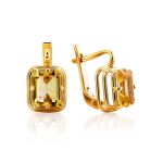Geometric Design Gold Citrine Earrings, image 