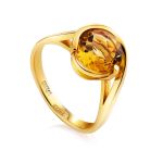 Trendy Golden Ring With Round Citrine Centerpiece, Ring Size: 6.5 / 17, image 