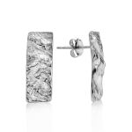 Silver Textured Drop Earrings The Liquid, image 