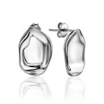 Statement Silver  Hammered Stud Earrings The Liquid, image 