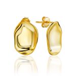 Statement 18ct Gold on Sterling Silver Hammered Stud Earrings The Liquid, image 
