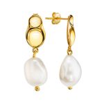 18ct Gold on Sterling Silver Hammered Dangles with Pearl The Palazzo, image 