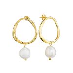 Gold Plated Silver Earrings With Pearl Dangles The Palazzo, image 