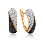 Black And White Crystal Earrings In Gold, image 