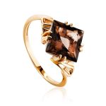 Geometric Golden Ring With Smoky Quartz Centerstone, Ring Size: 8 / 18, image 