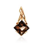 Geometric Golden Ring With Smoky Quartz Centerstone, Ring Size: 8 / 18, image , picture 5