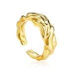 18ct Gold on Sterling Silver Abstract Molten Ring The Liquid, Ring Size: Adjustable, image 