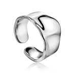 Statement Silver Molten Wave Ring The Liquid, Ring Size: Adjustable, image 