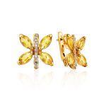 Lustrous Gold Citrine Butterfly Earrings The April, image 
