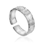 Textured Silver Ring The Liquid, Ring Size: Adjustable, image 