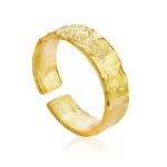 Textured Gold Plated Silver Ring The Liquid, Ring Size: Adjustable, image 