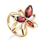 Floral Design Gold Garnet Ring The Verbena, Ring Size: 6.5 / 17, image 