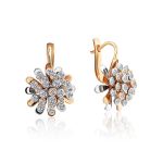 Amazing Floral Design Gold Diamond Earrings, image 