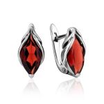 Silver Ring With Cherry Red Garnet Centerstone, Ring Size: 4 / 15, image , picture 6