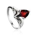 Silver Ring With Cherry Red Garnet Centerstone, Ring Size: 4 / 15, image 