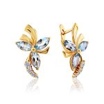 Chic Golden Ring With Topaz And Crystals, Ring Size: 8 / 18, image , picture 6