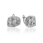 Abstract Design Silver Crystal Earrings, image 