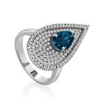 Fabulous Cocktail Silver Ring With Topaz London, Ring Size: 8 / 18, image 