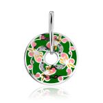 Bright Silver Enamel Pendant With Crystals, image 