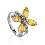 Silver Citrine Butterfly Ring, Ring Size: 6 / 16.5, image 