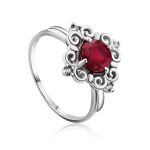 Ornate Silver Ruby Ring With Crystals, Ring Size: 8 / 18, image 