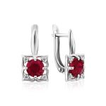 Charming Silver Ruby Earrings With Crystals, image 