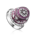 Vintage Style Silver Enamel Ring The Romanov, Ring Size: 8.5 / 18.5, image 