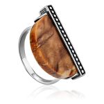 Ethnic Style Silver Wooden Ring, Ring Size: 8.5 / 18.5, image 