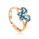 Butterfly Motif Gold Crystal Ring, Ring Size: 4 / 15, image 