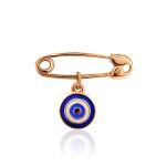Symbolic Golden Pin With Enamel Evil Eye Dangle, image 