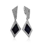 Textured Silver Dangle Earrings With Denim Details, image 