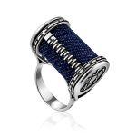 Spool Design Silver Denim Ring, Ring Size: 8 / 18, image 